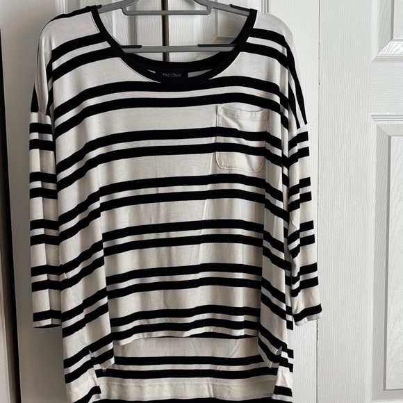 White House Black Market WHBM Oversized Striped Tee Size Large – 3/4 Sleeve - Picture 2 of 6